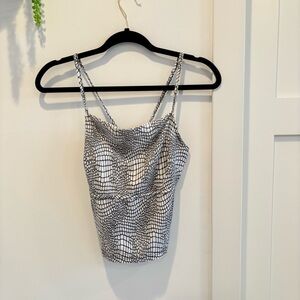 B'Real Y2K 90's Vintage Open Back Cowl Neck Women's Geometric Print Size Small